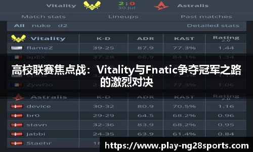 高校联赛焦点战：Vitality与Fnatic争夺冠军之路的激烈对决